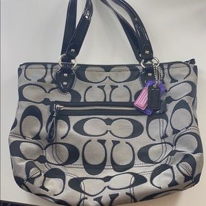 Coach Poppy Metallic signature glam sateen tote